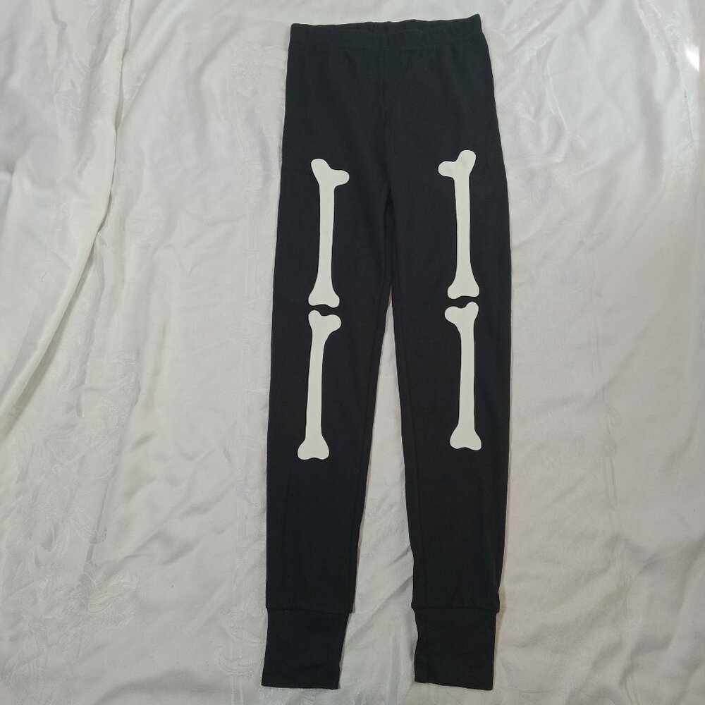OshKosh B'Gosh Boys Size 8 Black Pajama Pants Skeleton Bones Halloween